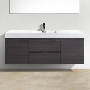 Tenafly Wall Mount 59″ Single Modern Bathroom Vanity Set