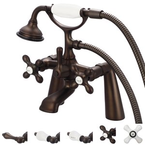 Stonington Double Handle Deck Mount Tub Faucet with Hand Shower