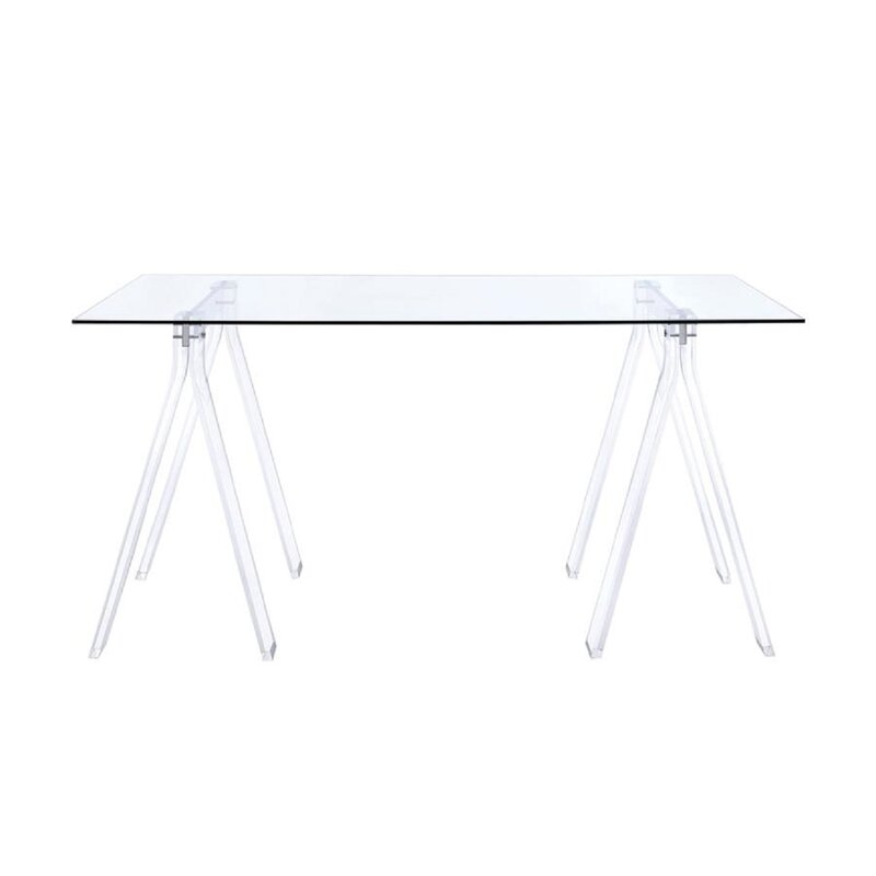 Rosdorf Park Amaturo Clear Acrylic Sawhorse Writing Desk Wayfair