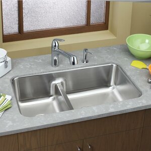 Lustertone 32″ x 19″ Double Basin Undermount Kitchen Sink with Aqua Divide