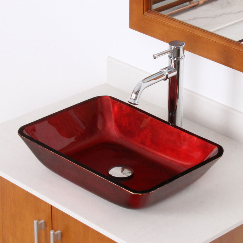 Elite Hand Painted Velvet Glass Rectangular Vessel Bathroom Sink Wayfair