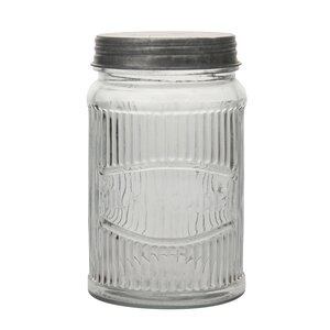 Pressed Glass Milk Powder Jar with Galvanized Lid
