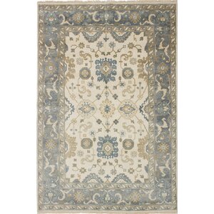 One-of-a-Kind Royal Ushak Hand-Knotted Cream/Gray Area Rug