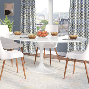 Larkson White Oval Marble Dining Table by Langley Street