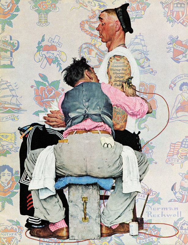 Marmont Hill 'Tattoo Artist' by Norman Rockwell Painting Print on Wrapped Canvas & Reviews | Wayfair