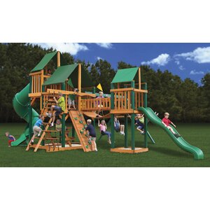 Treasure Trove with Amber Posts and Canopy Cedar Swing Set