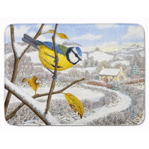 Winter Eurasian Tit Memory Foam Bath Rug