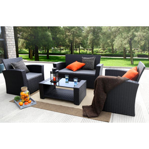 Charmain 4 Piece Deep Seating Group with Cushion