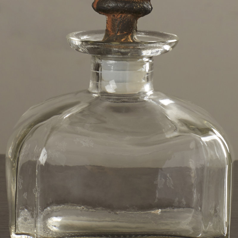 World Menagerie 3 Piece Glass Metal Stopper Decorative Bottle Set