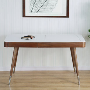 Mid Century Modern Makeup Vanities You Ll Love Wayfair High Gloss Desk Veneer Solid Wood Legs Vanity Set With Mirror