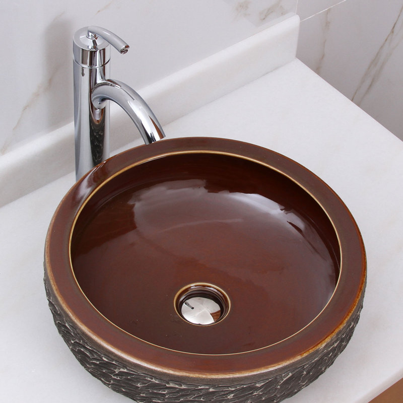 Elimaxs Elite Ceramic Circular Vessel Bathroom Sink Wayfair