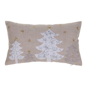 White Christmas Trees Lumbar Pillow