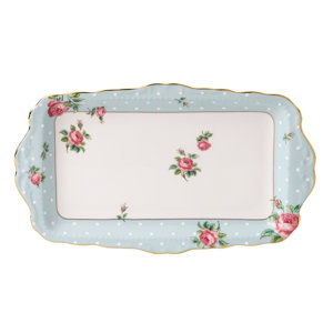 Polka Blue Vintage Formal Rectangular Serving Tray