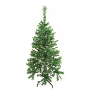 4' Green Pine Artificial Christmas Tree with 50 LED multicolored Lights with Stand