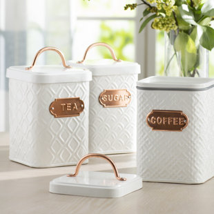 Coffee Sugar Jars Wayfair 3 Piece Coffee Tea Sugar Jar Set