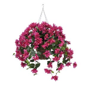 Artificial Bougainvillea Hanging Plant in Square Basket