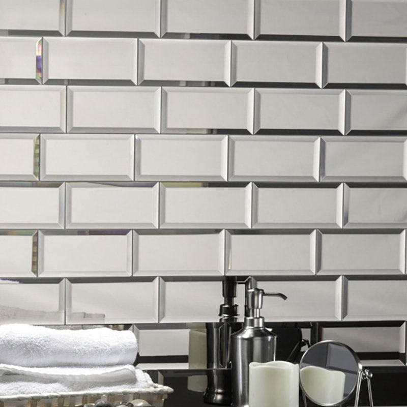 Abolos Echo 3 X 6 Mirror Gl L Stick Subway Tile In Silver Echo 3 X 6 Mirror Gl L Stick Subway