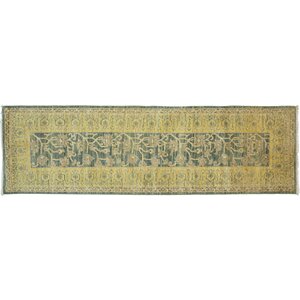 One-of-a-Kind Eclectic Hand-Knotted Yellow Area Rug