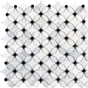 Black Marble Tile You Ll Love Wayfair Florita Pattern Polished Marble Mosaic Tile In White Black