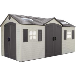 Dual Entry 14 ft. 8 in. W x 7 ft. 9 in. D Plastic Storage Shed