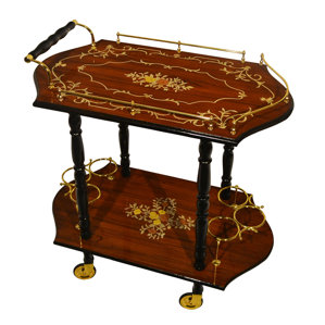 Poole Inlaid Wood Beverage Bar Cart by Astoria Grand