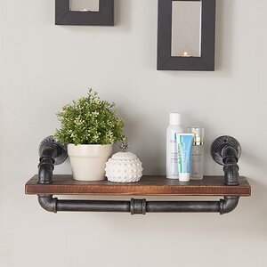 Industrial Walnut Wood Floating Wall Shelf