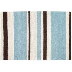 Modern Blue/Brown Striped Hook Rug