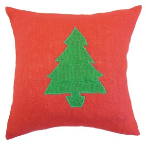 Holiday Christmas Tree Burlap Throw Pillow