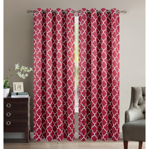 Elverson Heavy Double-Layered Lattice Blackout Thermal Grommet Curtain Panels