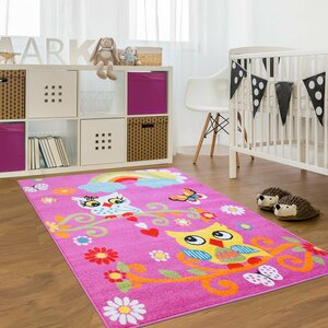 Jodie Kids Owl Pink Area Rug