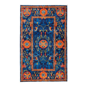 One-of-a-Kind Suzani Hand-Knotted Multicolor Area Rug