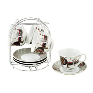 Coffee Cup Sets With Stand Wayfair Coffee Cups On Metal Stand Bean Set Of 4