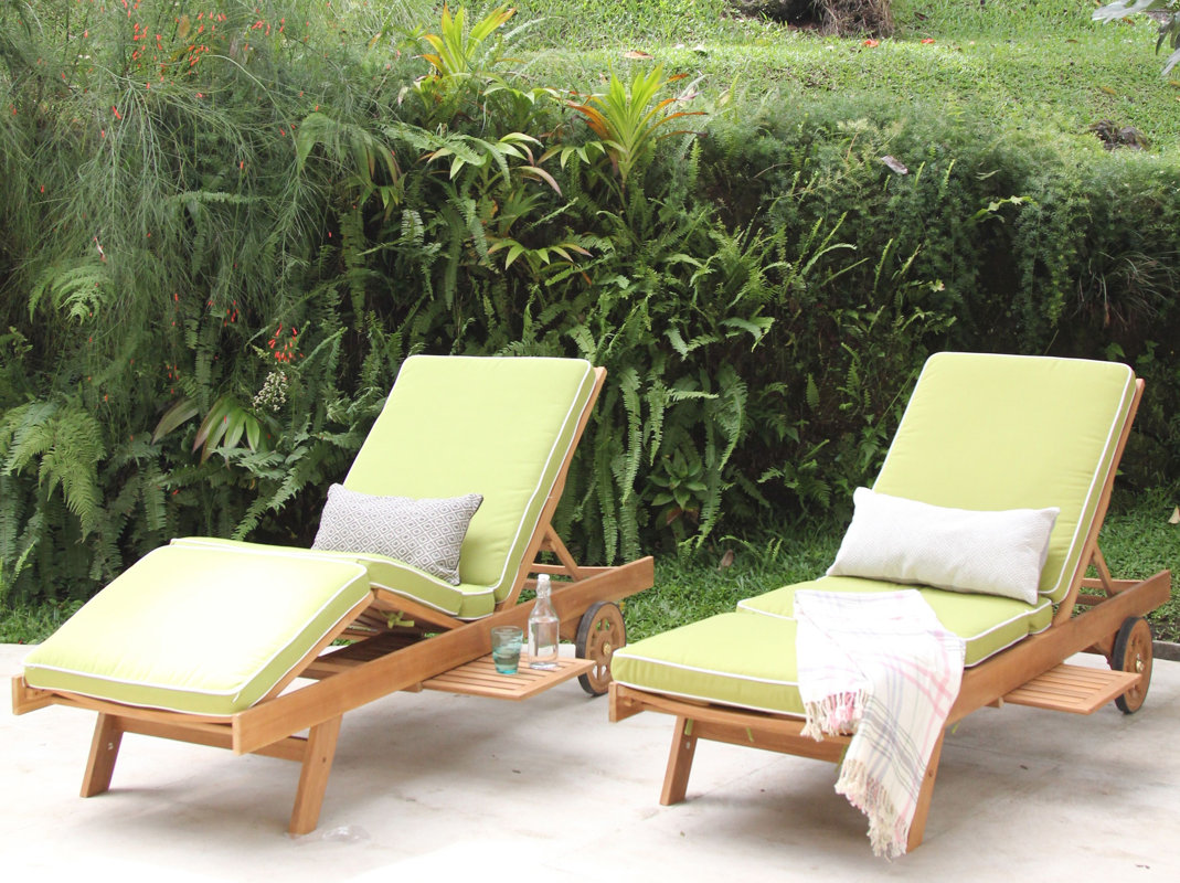 wayfair teak chaise lounge