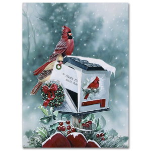 'Christmas Cardinals' by Jenny Newland Graphic Art on Wrapped Canvas