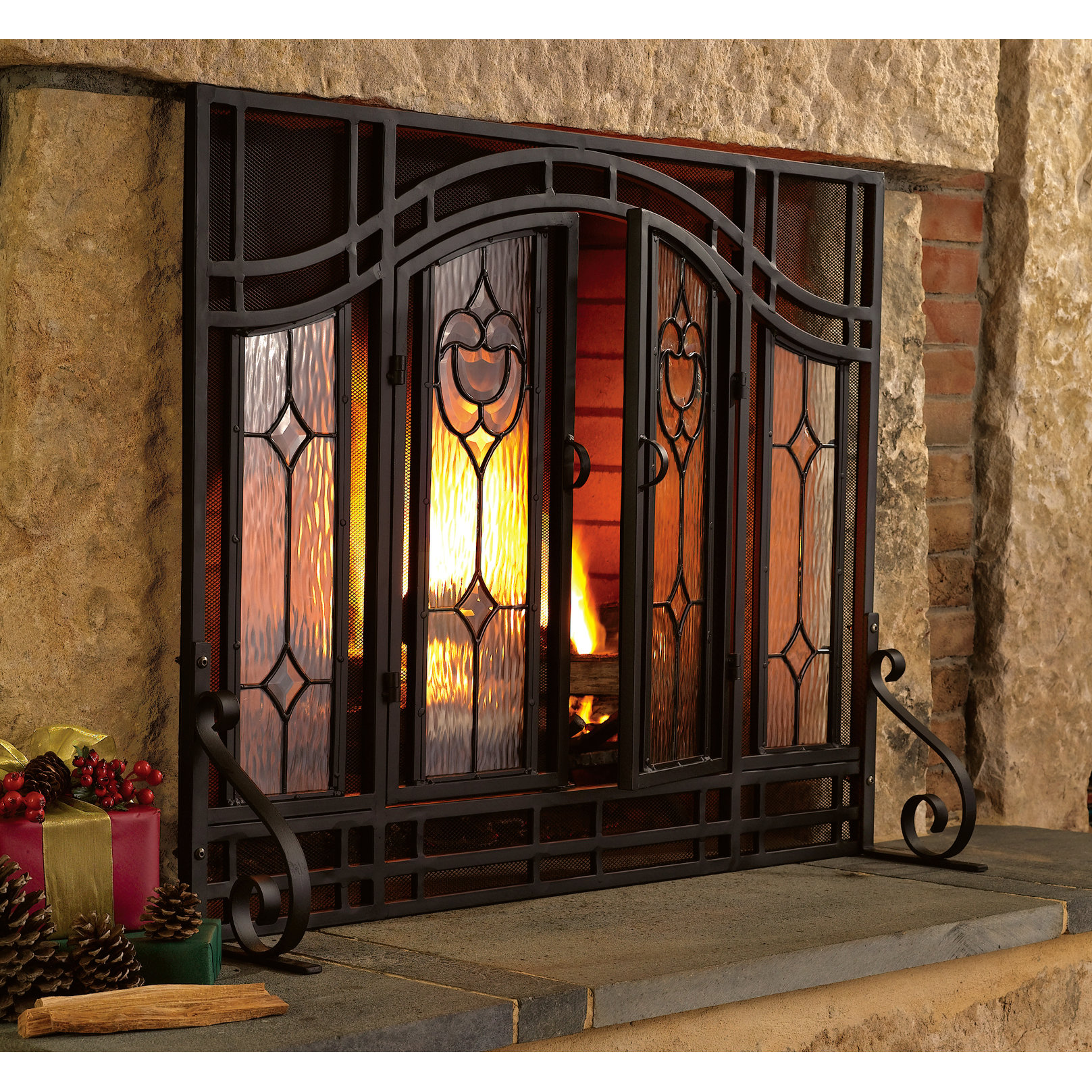 electric fireplace: Glass Fireplace Screen + Reviews Crate and Barrel