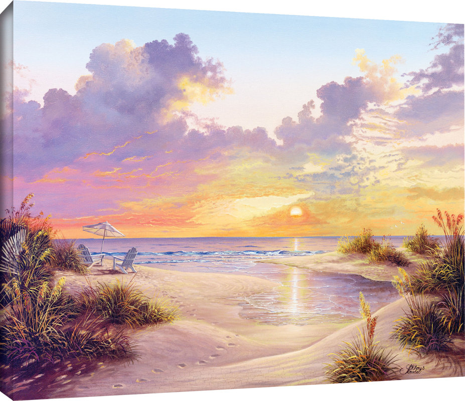 Beachcrest Home 'Paradise Sunset' Rectangle Painting Print on Wrapped