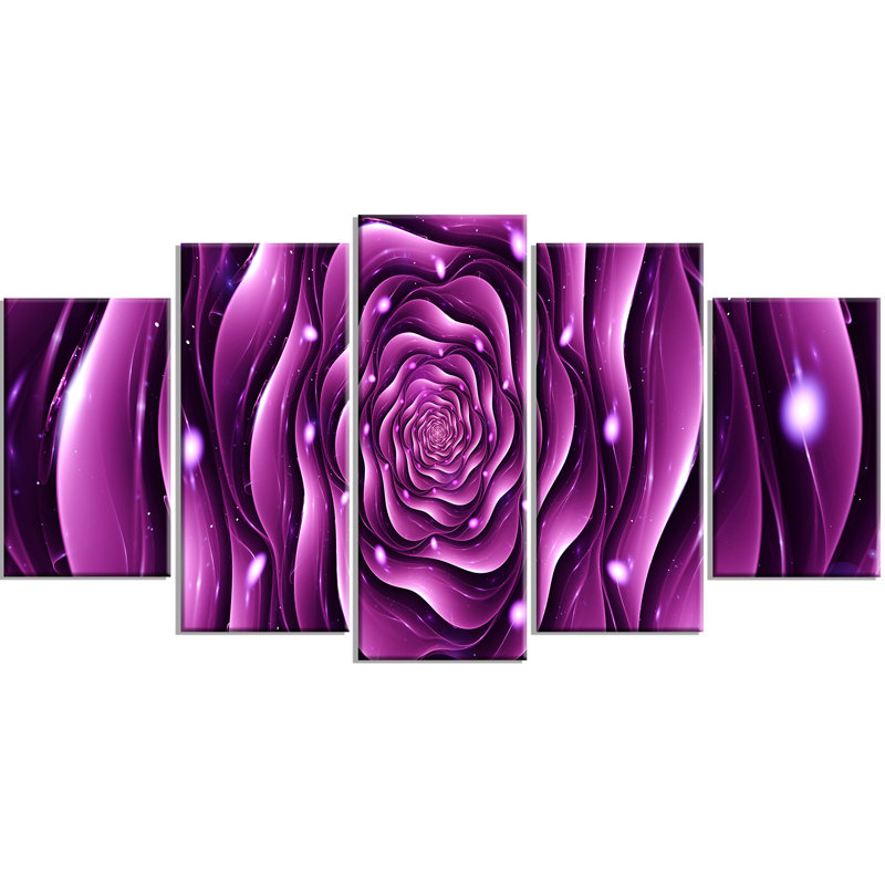 DesignArt Purple Rose 5 Piece Graphic Art on Wrapped Canvas Set Wayfair