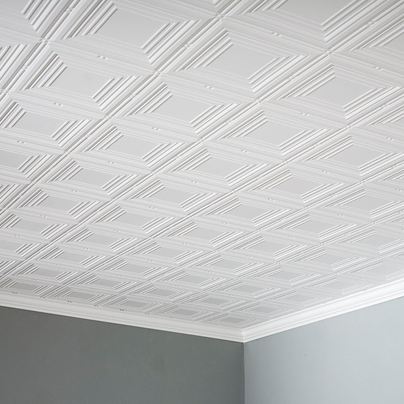 Fasade Portrait 2 Ft X 4 Glue Up Ceiling Tile In Matte White Glue Up Ceiling Tile In Matte White