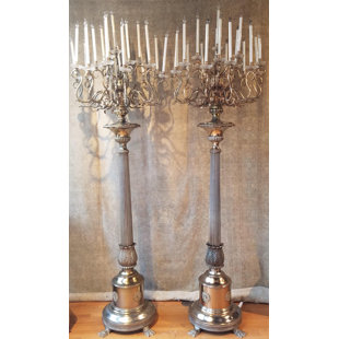 Candelabra Gold Floor Lamps You Ll Love Wayfair Palace Chandelier 108 Candelabra Floor Lamp Set Of 2