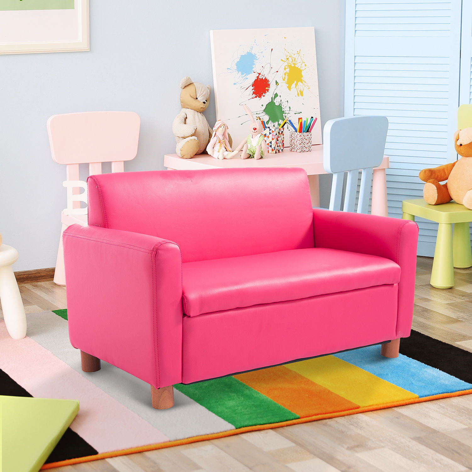 Harriet Bee Ulrich Kids Faux Leather Sofa With Storage Compartment Harriet Bee Ulrich Kids Faux Leather Sofa With Storage Compartment Reviews Wayfair