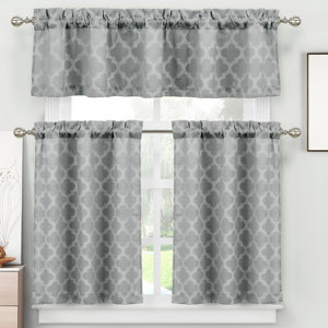 Otis 3 Piece Jacquard Kitchen Curtain Set