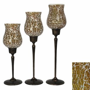 Mosaic 3 Piece Ceramic Candlestick Set