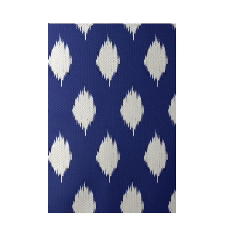 e by design Geometric Royal Blue Indoor/Outdoor Area Rug Wayfair