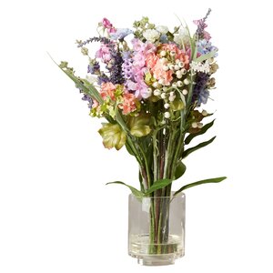 Rosemary Lavender and Hydrangea in Glass Vase