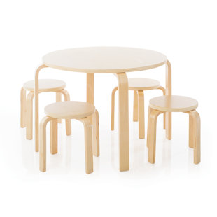 Modern Kids Table Chair Sets Allmodern Kahn Kids 5 Piece Round Table And Stool Set