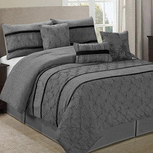 Glori Embroideried Striped 7 Piece Comforter Set