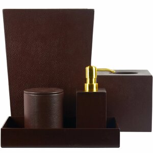 Emilee Genuine Leather 5 Piece Bathroom Accessory Set