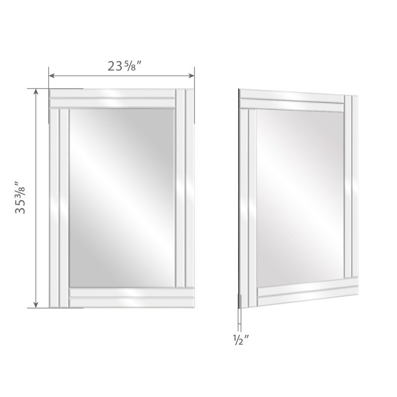 Henninger Frameless Stepped Beveled Edge Wall Mounted Accent Mirror Henninger Frameless Stepped Beveled Edge Wall Mounted Accent Mirror