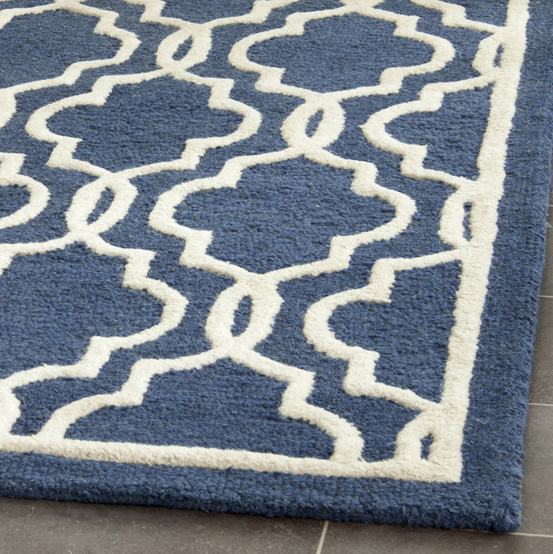 Wrought Studio Martins HandTufted Wool Navy/Ivory Area Rug & Reviews