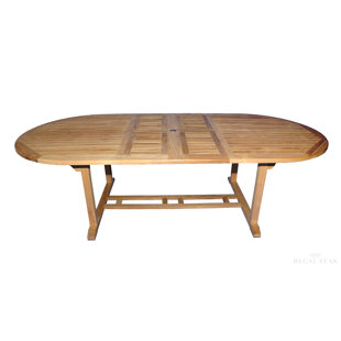 Faux Teak Outdoor Dining Table Wayfair Double Extendable Teak Dining Table